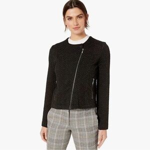 NWT Lyssé Devoe Quilted Tailored Moto Jacket Heather Black Large